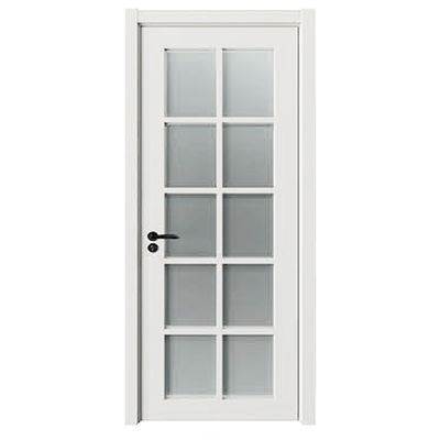China Other Style Simple Waterproof Interior Solid Wooden Door Melamine Entrance Bathroom Wood WPC Doors with Glass With Smart Lock
