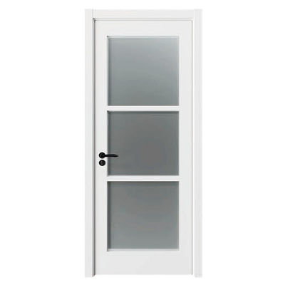 China Other Style Simple Waterproof Interior Solid Wooden Door Melamine Entrance Bathroom Wood WPC Doors with Glass With Smart Lock