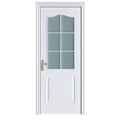 China Other Style Simple Waterproof Interior Solid Wooden Door Melamine Entrance Bathroom Wood WPC Doors with Glass With Smart Lock