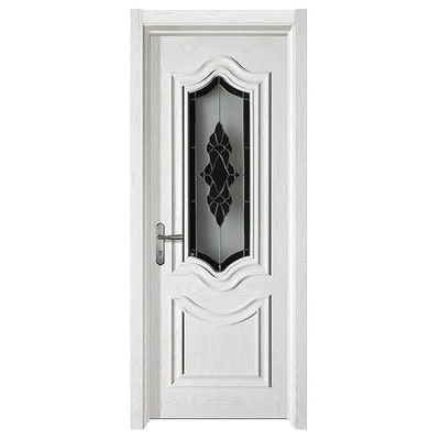 China Other Style Simple Waterproof Interior Solid Wooden Door Melamine Entrance Bathroom Wood WPC Doors with Glass With Smart Lock