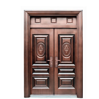 Lead the Industry  for Villa Wood Grain Entrance Interior Gate  Steel Double Swing Door
