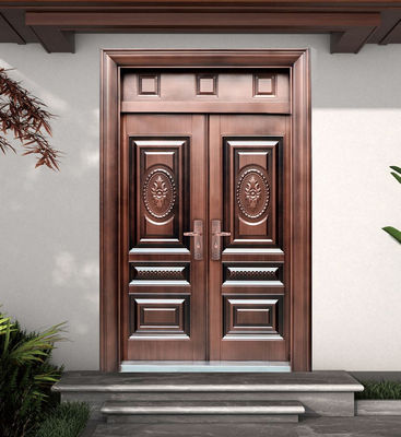 Lead the Industry  for Villa Wood Grain Entrance Interior Gate  Steel Double Swing Door