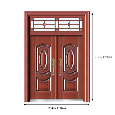 Lead the Industry  for Villa Wood Grain Entrance Interior Gate  Steel Double Swing Door