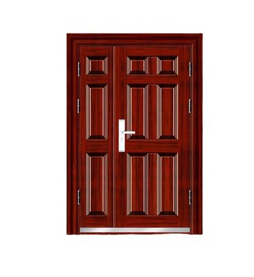 Lead the Industry  for Villa Wood Grain Entrance Interior Gate  Steel Double Swing Door
