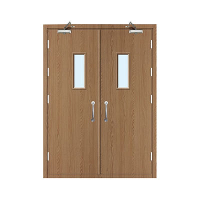 Factory Direct Sales Wood Grain Steel Main Gate Design Double Fire Door with Smart Lock