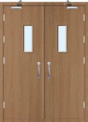 Factory Direct Sales Wood Grain Steel Main Gate Design Double Fire Door with Smart Lock