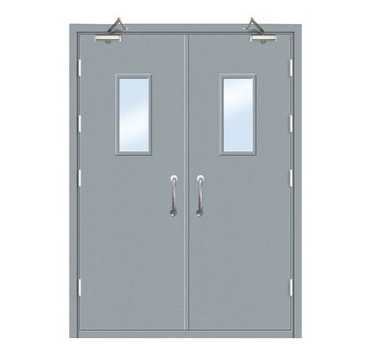 Factory Direct Sales Wood Grain Steel Main Gate Design Double Fire Door with Smart Lock