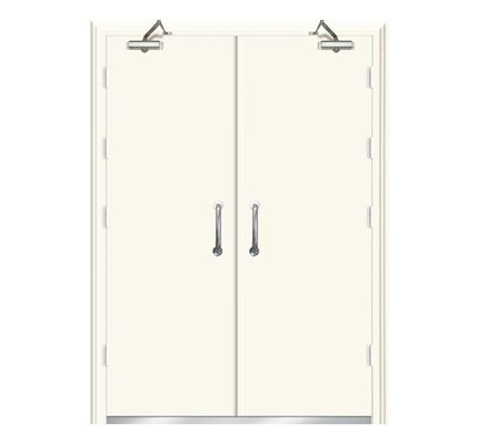 Factory Direct Sales Wood Grain Steel Main Gate Design Double Fire Door with Smart Lock