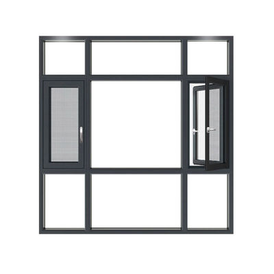 French Simple Design Double Hung Black Aluminum Frame Casement windows for Home With Security Grill