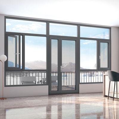 French Simple Design Double Hung Black Aluminum Frame Casement windows for Home With Security Grill
