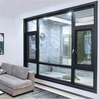 French Simple Design Double Hung Black Aluminum Frame Casement windows for Home With Security Grill