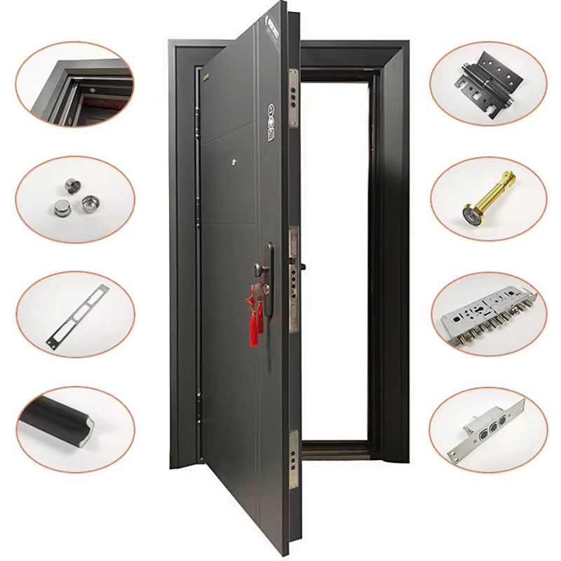 Modern Simple Design Steel Entrance Door for House Factory Anti-theft Swing Open Style Outdoor Application Interior Position