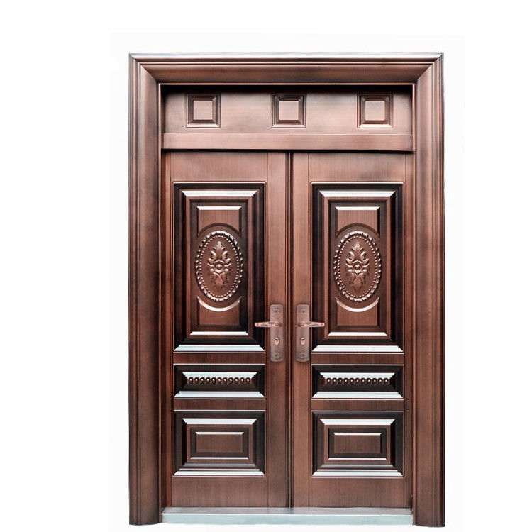 Lead the Industry  for Villa Wood Grain Entrance Interior Gate  Steel Double Swing Door